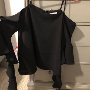 BLACK OFF THE SHOULDER WITH STRAPS SHIRT FUNKYYYYY